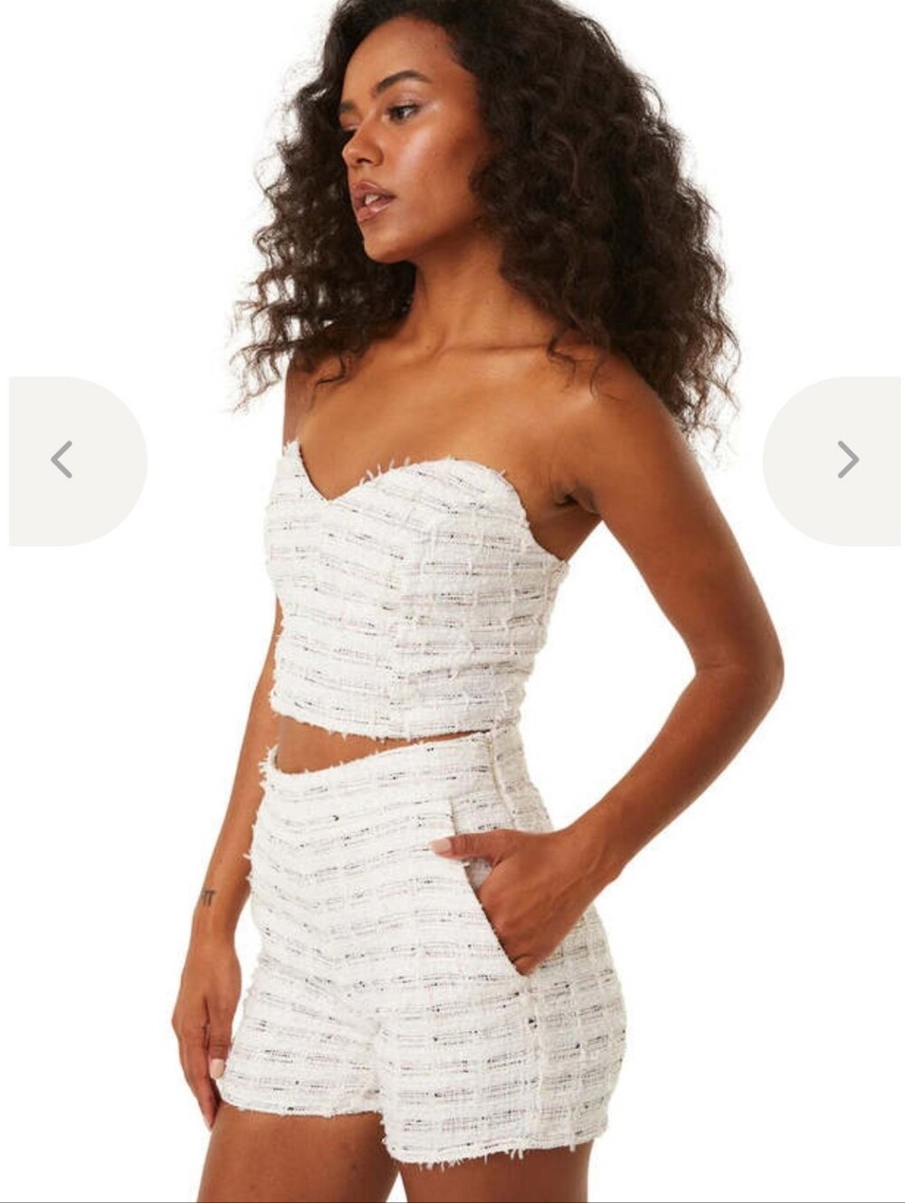 MISA Los Angeles White Tweed Strapless Short Set-Size Med         G66 - Picture 3 of 15